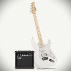 White Electric Guitar Starter Package With 20-watt Amp And Accessories Full Size