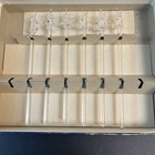 6 Vtg Hand Blown Clear Glass Elephants Swizzle Sticks Mcm Set Drink Stirrers Box
