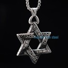 Mendel Large Mens Stainless Steel Jewish 6 Point Star Of David Pendant Necklace