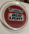Vintage Bud Light Beer 13  Glass Serving Tray Platter Plate Indiana Glass 