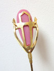 Antique Hatpin Long Rose Glass Teardrop