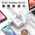 Surge Protector Power Strip - 6 Ft Flat Plug Extension Cord With 8 Widely Outlet