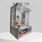 Wall Mounted Wooden Pooja Mandir With Led Light   White Temple Stand For Home