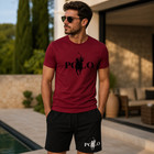 Men   s Summer Sports Set Short Sleeve T-shirt   Shorts 2-piece Outfit Casual Stre