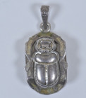 Vtg Egyptian Hallmarked 900 Coin Silver Scarab Necklace Pendant Creation Rebirth