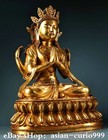 19 old Tibet Bronze Gold 4 Arms Chenrezig Kwan-yin Guanyin Quanyin Buddha Statue