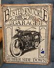 Rubber Side Down Vintage Motorcycle Busted Knuckle Garage Tin Sign Reproduction 