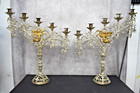 Pair Of Ornate Vintage 5 Light Candelabra W  Angels  21  Ht   cu997 