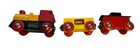 Vtg Brio Wooden Train Set Battery Operated Locomotive  Red Caboose  Yellow Car