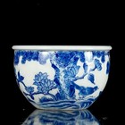 A Pair Chinese Blue white Porcelain Hand Painted Flower   Bird Pattern Cups 7611