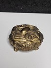 Antique Vintage Cast Brass Ring Casket Tiny Adorable  coon   349