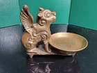 Vintage Chinese China Brass Winged Gargoyle Griffen Foo Dog Incense Burner Bowl