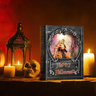 Halloween Decorations Snow Globe  Skeleton Swirling Glitter Book With Warm Whit
