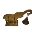 Vintage Brass Elephant Dinner Gong Bell With Hammer India Table Top
