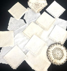 Vtg Lot Irish Linen Embroidered Napkins Lace Linens 13 Pc Bread Warmer Crocheted