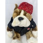 Dan Dee Collectors Choice Bulldog Plush Biker Jacket I Wuff You Bandana 18 Inch