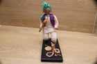 Vintage Handmade Indian Snake Charmer Folk Art Doll Cobra Display India