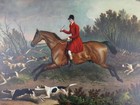 Vintage British Fox Hunt Scene Decorative Print England Bay Horse And Hounds