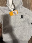 Carhartt Boys 3t Gray Solid 1 2 Zip Hooded Hoodie W  Pockets Logo