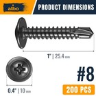 200 Pcs  8 X 1 Inch Self Tapping Truss Head Screws 410 Stainless Sheet Metal