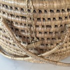 Mexican Coiled Basket With Handles And Lid Natural Arrow Pattern Vintage 