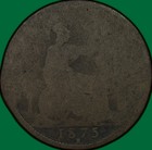 1875-h Halfpenny Great Britain Victoria Almost Good Ag Coin  Damaged  29691