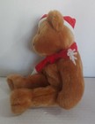 Ty Beanie Buddies 2001 Santa Hat   Scarf Bear 14  Brown Bear Bean Bag