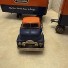 Vintage Japan Tin Litho Friction Rexall Tractor   Tandem Trailer