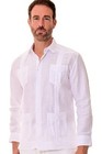 Bohio Soft 100  Linen Guayabera Shirt For Men -white Traditional 4 Pocket Mls401