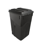 Tough 45 Gallon Wheeled Heavy Duty Plastic Garbage Can  Attached Lid  Black