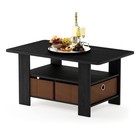 Modern Coffee Table W  Storage Bins Open Shelf Durable Composite Wood Design New