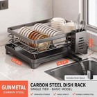 2 Tier Foldable Over Sink Dish Drying Rack Dish Drainer Kitchen Organizer Black