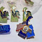 Vintage State Of Delaware Enamel Lapel Hat Pins Lot Of 15 Rooster Flag