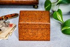 Unusual Vintage Pressed Cork Small Table Desk Trinket Box Unique Home Decor