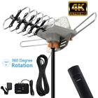 990 Mile Hdtv Outdoor Amplified Tv Antenna 36db Rotate 360   Uhf Vhf Fm With Pole