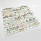 11 Pcs Beach Style Backsplash Tile Green Lake Glass Mix Stone And Resin Mosaic