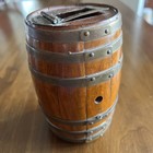 Antique Handmade Miniature Wooden Barrel With Brass  Signed 1940