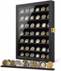 Military Challenge Coin Display Case Lockable Cabinet Rack Holder Shadow Box    