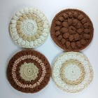 Lot 7 Vintage Crochet Hot Pads Trivets Earth Tones Handmade Granny Cottage Core