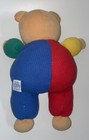Vintage Eden Tan Brown Teddy Bear Plush Primary Colors White Bow Thermal Waffle