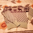 1940s Vtg Wool Jantzen Reindeer Holiday Sweater In Beige   Burgundy  Colorway 