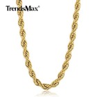 Gold Plated Stainless Steel Rope Chain Necklace 3 5 7mm 16-30  Choker Men Women