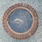 Antique Victorian Woven Wicker Hand Painted Sewing Basket Primitive Folk Art Box