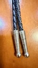 Tara Signed Vintage Bolo Tie Engraved Southwestern Black Cab Center Western Boho