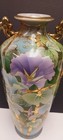 Antique 1900s Nippon Porcelain 14    Vase Hand Painted Morning Glory Moriage Gold
