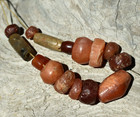 Ancient Excavated Carnelian   Agate Handmade Stone Beads From Mali African Trade