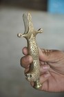 Old Brass Inlay Engraved Lion Face Handcrafted Sword Handle   Hilt