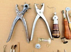 Vtg Lot 85 Pieces Leather Tools Stamps Carving Punch Craftool Miller Falls More