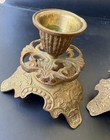 Vintage Antique Brass Candle Stick Holder Carved Decorative