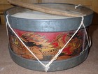 Antique Wood   Metal Toy Drum With Painted Indians